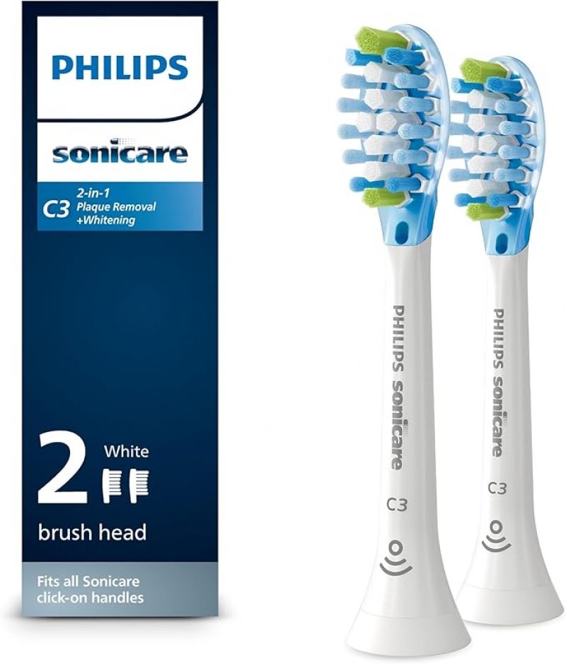 ihocon: 飛利浦Philips Sonicare C3 Two-in-One - Genuine Replacement Electric Toothbrush Heads, White, 2 Pack, HX9042/65 電動牙刷替換刷頭 2支