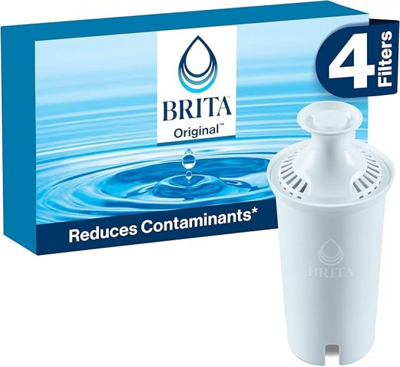 ihocon: Brita Standard Water Filter for Pitchers and Dispensers, BPA-Free, Reduces Copper, Cadmium and Mercury Impurities, Lasts Two Months or 40 Gallons 滤水器滤芯 4个