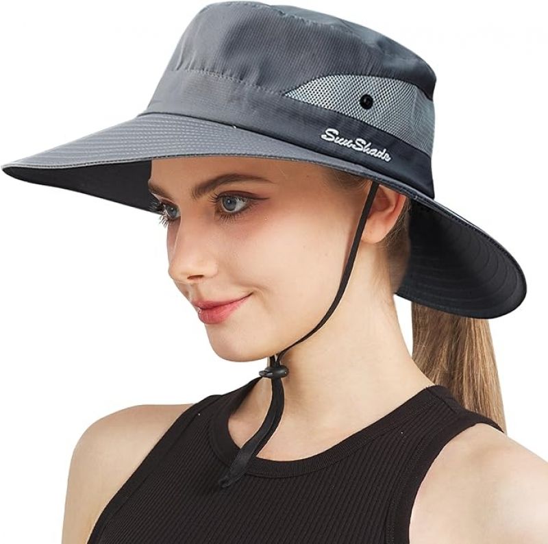 ihocon: [男,女均適用] NPJY Sun Hats for Women Men 3」 Wide Brim UPF 50+遮陽帽帽
