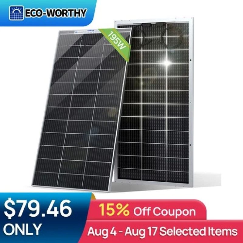 ECO-WORTHY 195W Watt 12V 雙面太陽能板$79.47(原價$109.99)