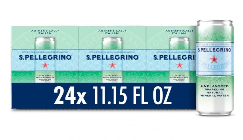 ihocon: S.Pellegrino Sparkling Natural Mineral Water, Unflavored 气泡矿泉水 11.15 Fl. Oz, 24罐