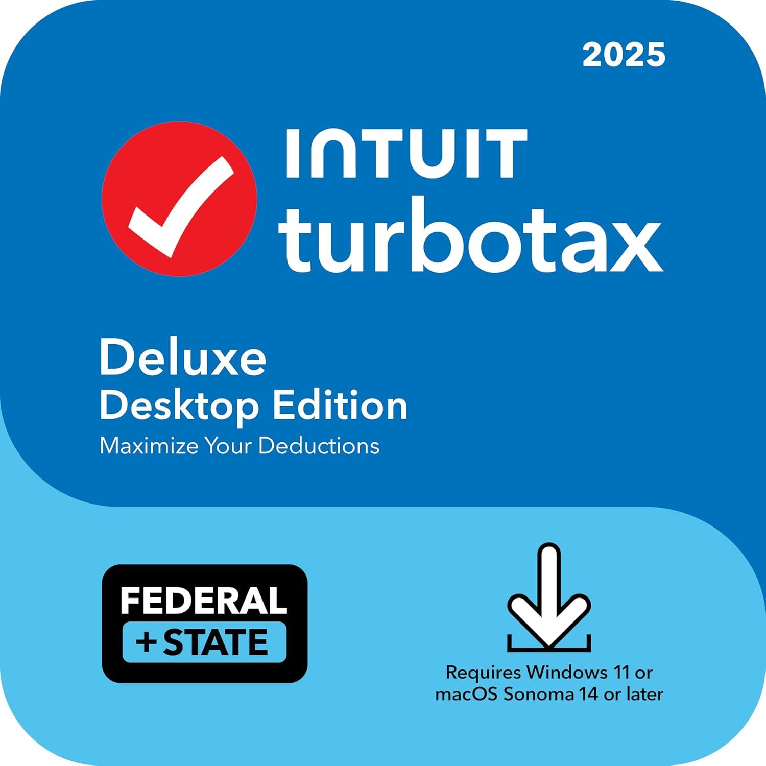 【折后$44.99】TurboTax Deluxe 桌面版+州税版 电脑报税软体 [数位下载]