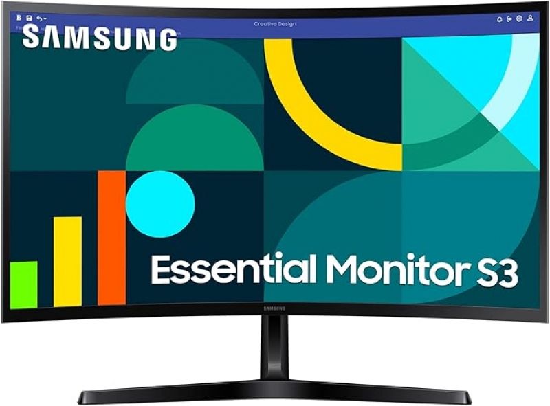 ihocon: SAMSUNG 27寸 Essential S3 (S36GD) Series FHD 1800R Curved Computer Monitor, 100Hz, Game Mode, Advanced Eye Comfort, HDMI and D-sub Ports, LS27D366GANXZA 曲面电脑显示器