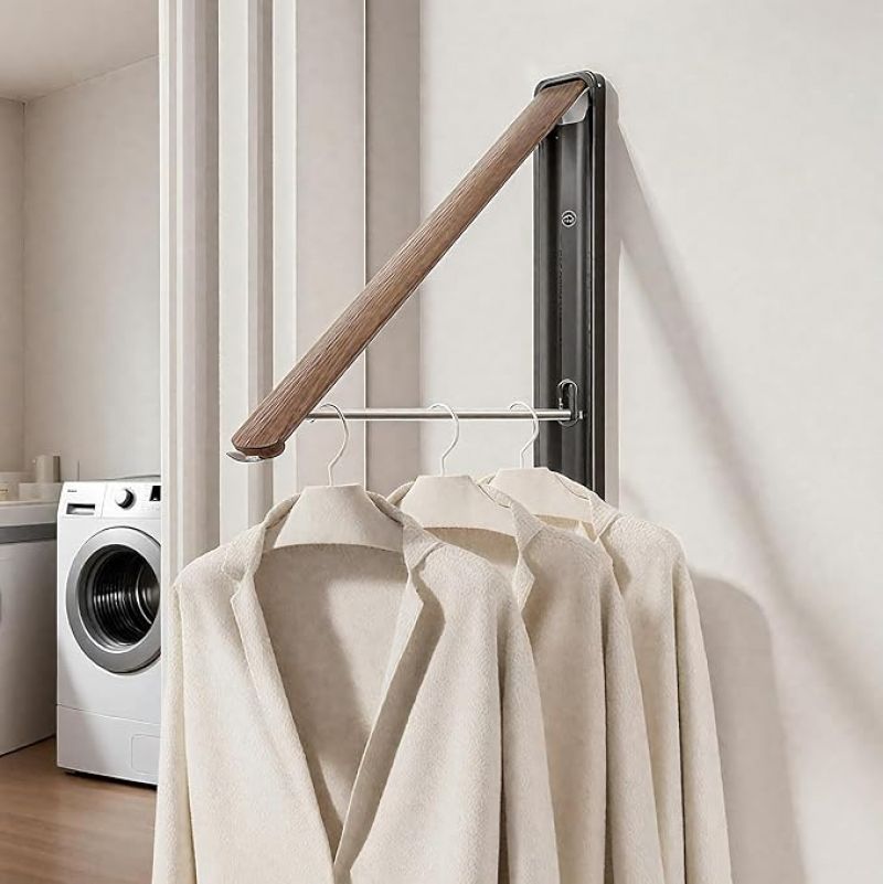 ihocon: Generic Wall Drying Rack Clothing 折叠伸缩式壁挂晾衣架