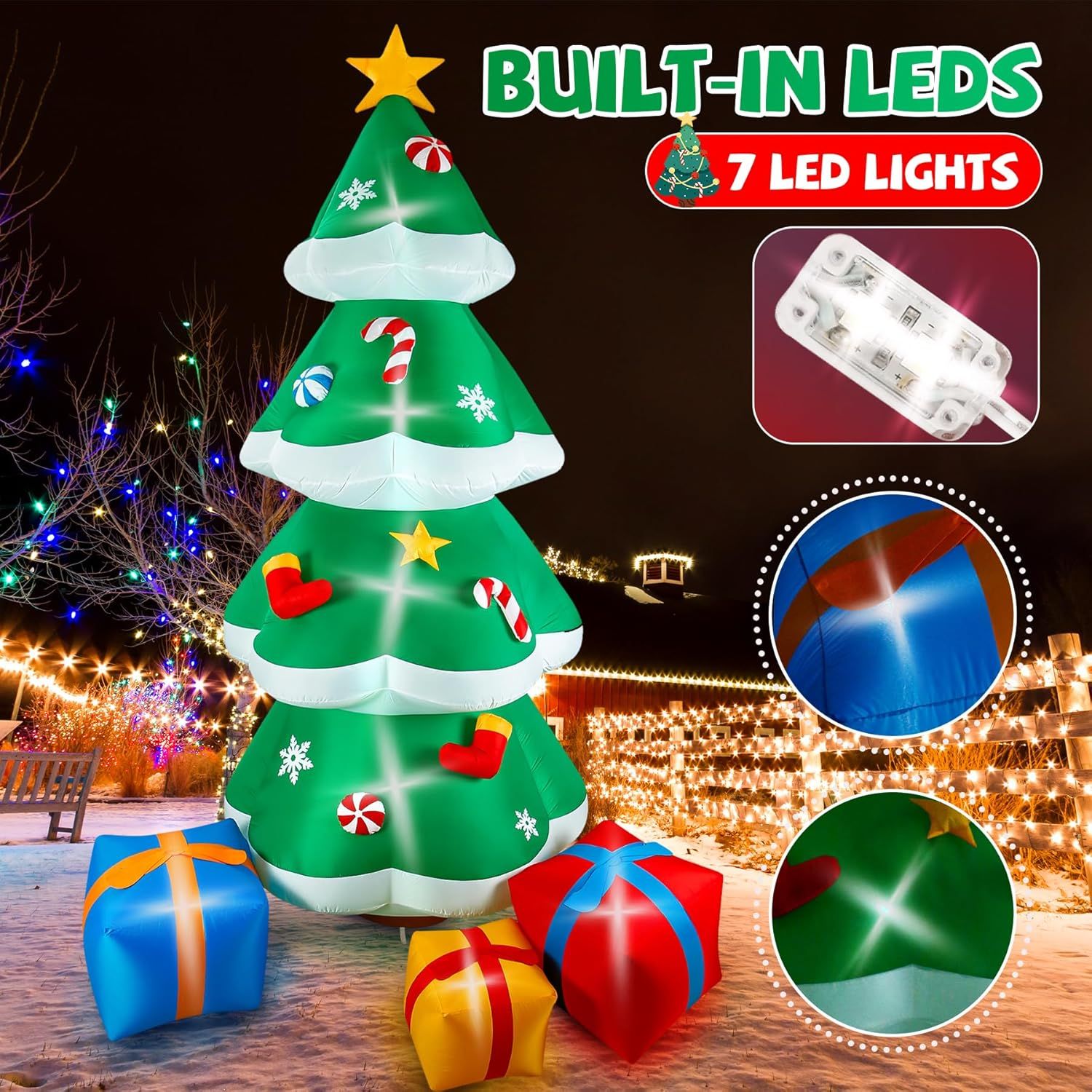 Calmbee 8英尺聖誕充氣樹特惠！$39.99 帶內置LED燈