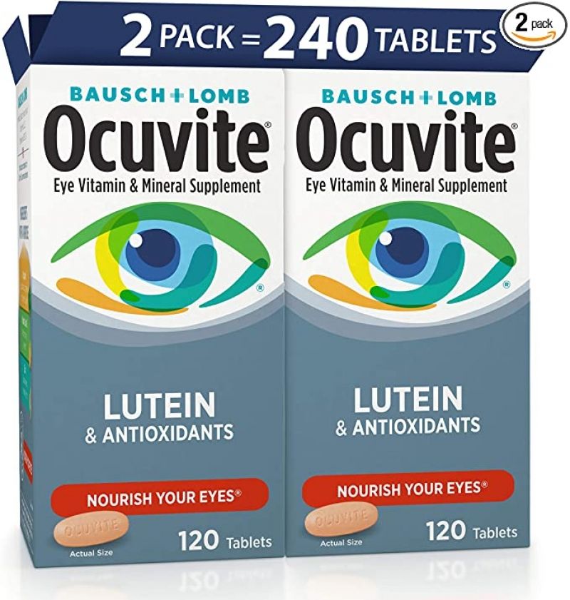 ihocon: Bausch + Lomb 博士伦 Ocuvite Vitamin & Mineral Supplement Tablets with Lutein, 120 Count Bottle (Pack of 2) 眼睛视力保健品