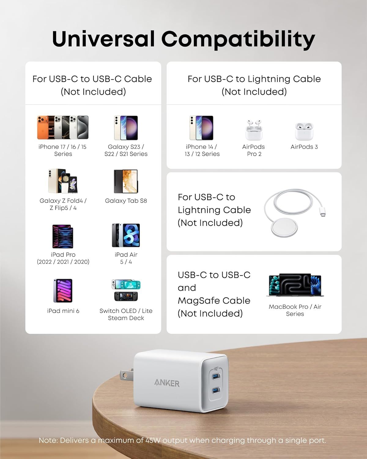 【折后仅$19.99】Anker Nano 47W双孔快充折叠充电器（GaN技术）