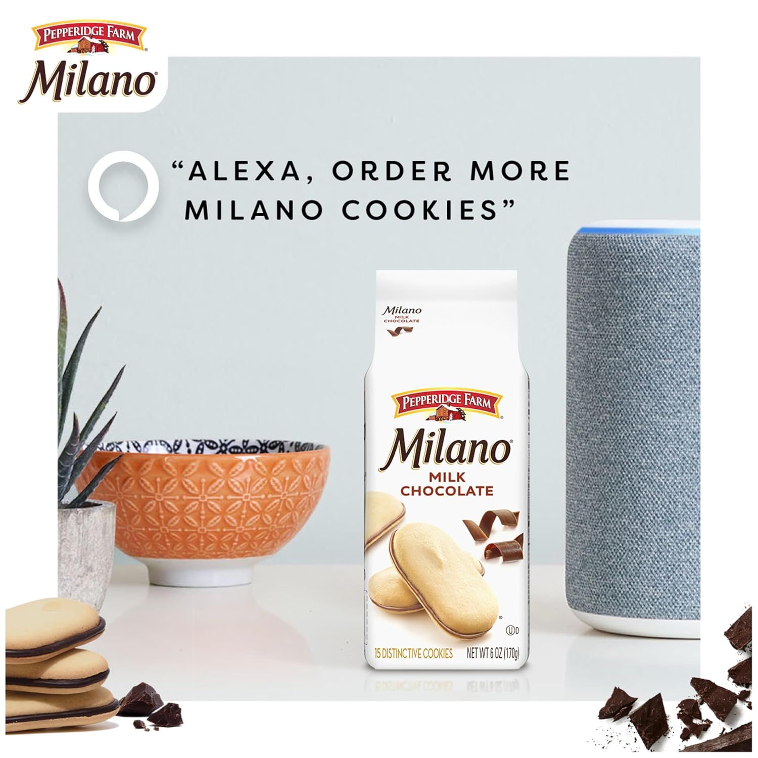 【折后仅$2.49】Milano 牛奶巧克力饼干 6oz袋装（15片）