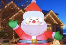 【折后$19.99 Prime包邮】5英尺圣诞老人充气带灯装饰！