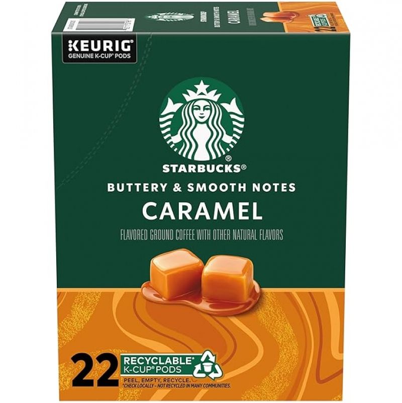 ihocon: Starbucks K-Cup Coffee Pods, Caramel Naturally Flavored Coffee 星巴克焦糖风味咖啡胶囊22个