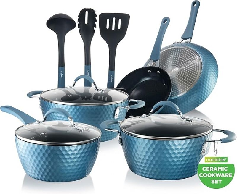 ihocon: NutriChef 11-piece Pots and Pans Set 陶瓷不沾鍋組