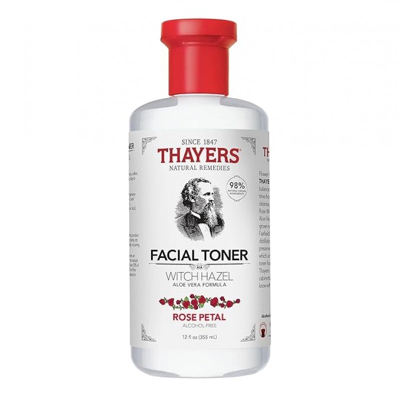 ihocon: Thayers Alcohol-Free, Hydrating Rose Petal Witch Hazel Facial Toner with Aloe Vera Formula, Vegan, Dermatologist Tested and Recommended 无酒精金缕梅玫瑰保湿爽肤水 12 Oz 