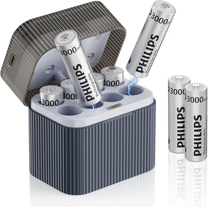 ihocon: 菲利浦 PHILIPS Rechargeable AA Lithium Batteries with Charge 充电电池8个 + 充电器