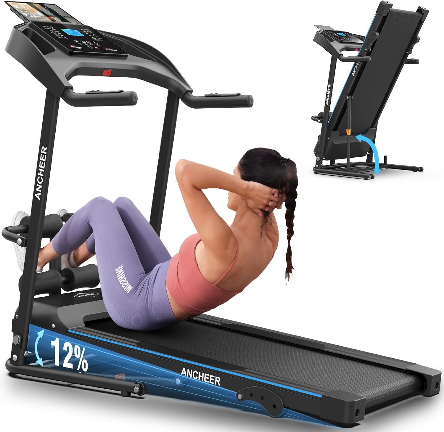 ANCHEER 可折疊跑步機+仰臥起坐椅 $349.99(原價$499.99)
