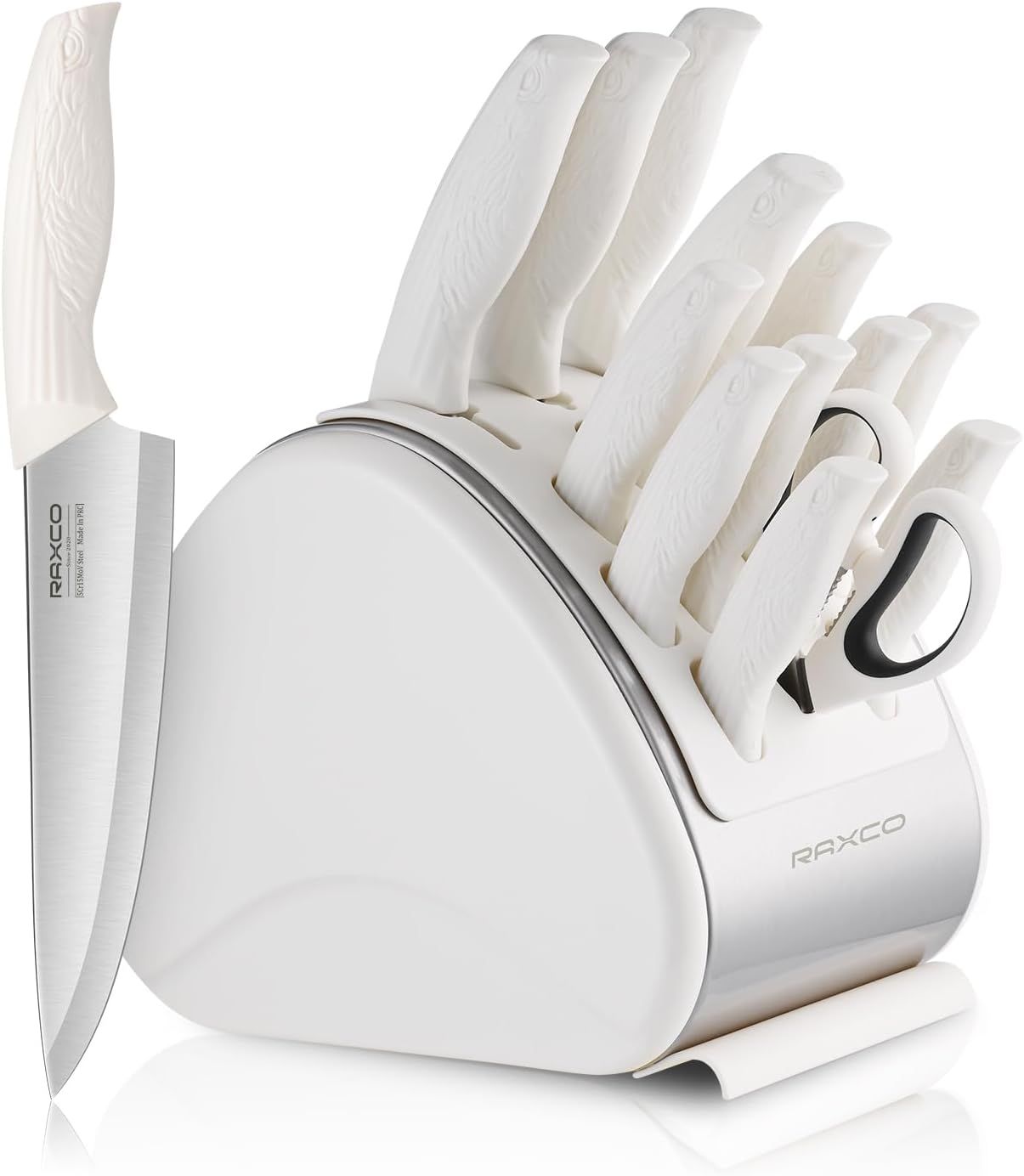 RAXCO 15-Piece 刀组, 内建磨刀器 $31.99(原价$49.99)