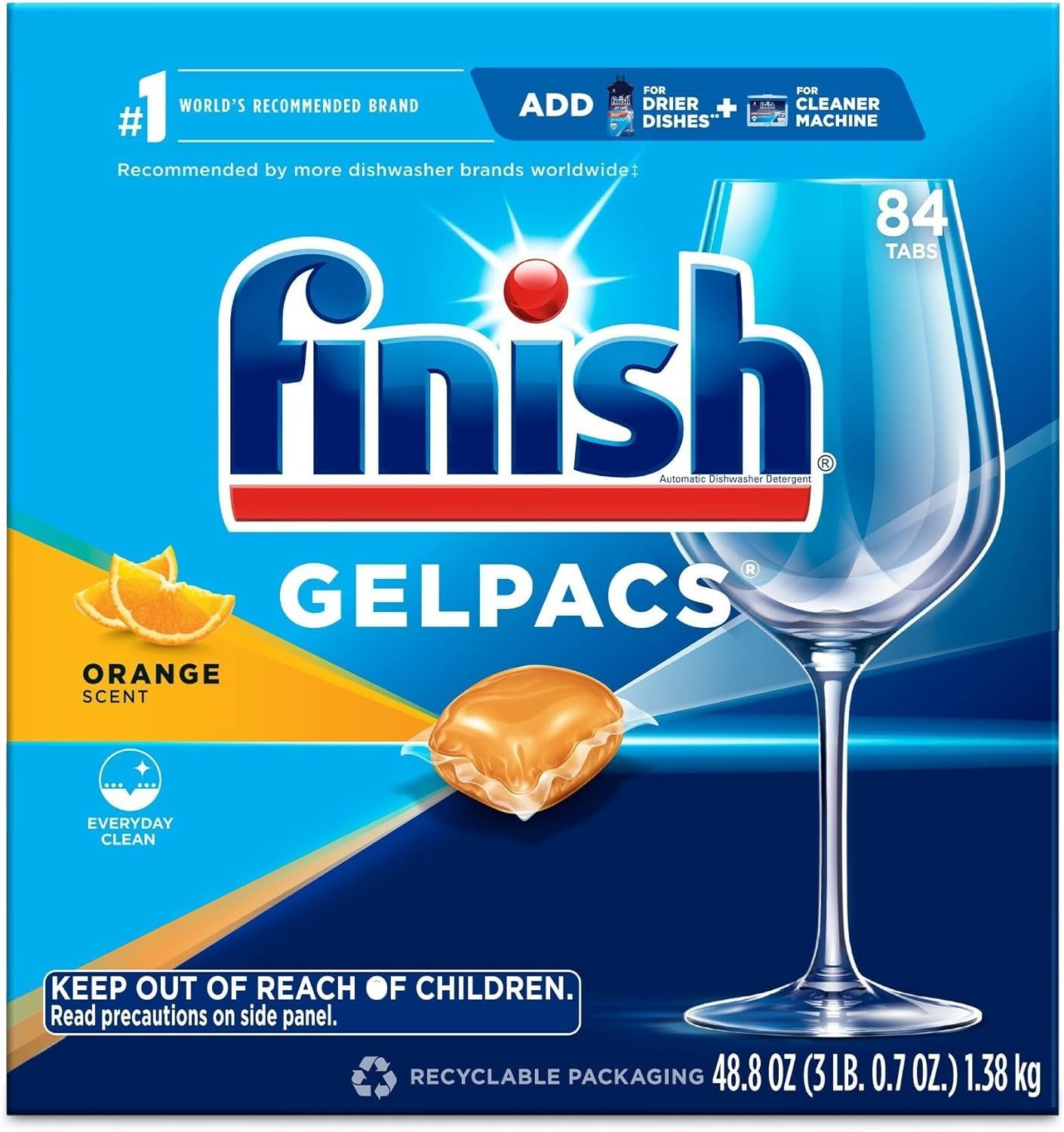 【折后$11.59 Prime包邮】Finish Gelpacs 洗碗机专用清洁球 84粒