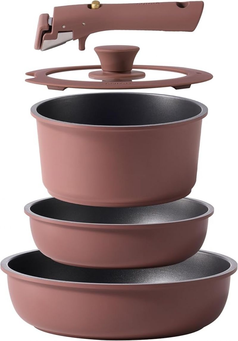 ihocon: CAROTE 5pcs Pots and Pans Set Non stick 可拆手柄不沾锅组