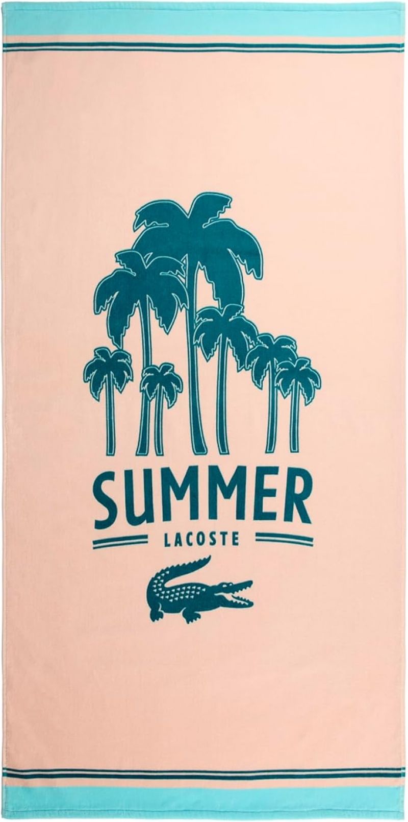 ihocon: Lacoste 100% Cotton Large Beach Towel 36 X 72寸 纯花沙滩巾(超大毛巾)