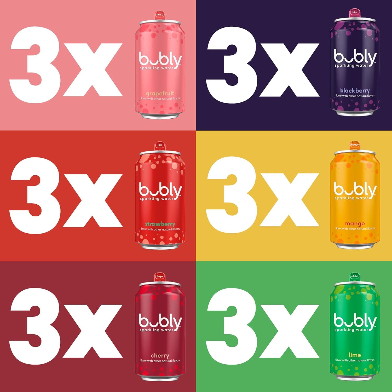 【折后仅$7.11】bubly 气泡水18罐组 零糖零卡多口味