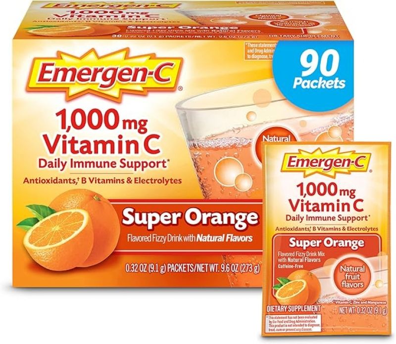 【折后仅$19.58】Emergen-C 1000mg 维C粉末饮（橙味90包装）