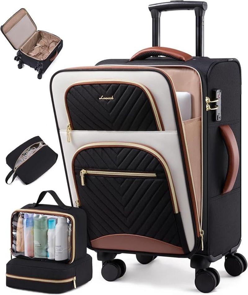 ihocon: LOVEVOOK Carry on Luggage 22x14x9 Airline Approved, Large Waterproof Carry on Suitcase  隨身行李箱, 附3個收納袋