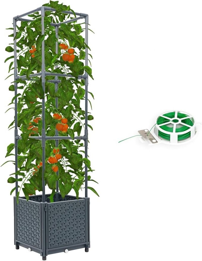 ihocon: DXront Tomato Planter with Trellis Cage Raised Garden Bed 种植床含番茄种植架