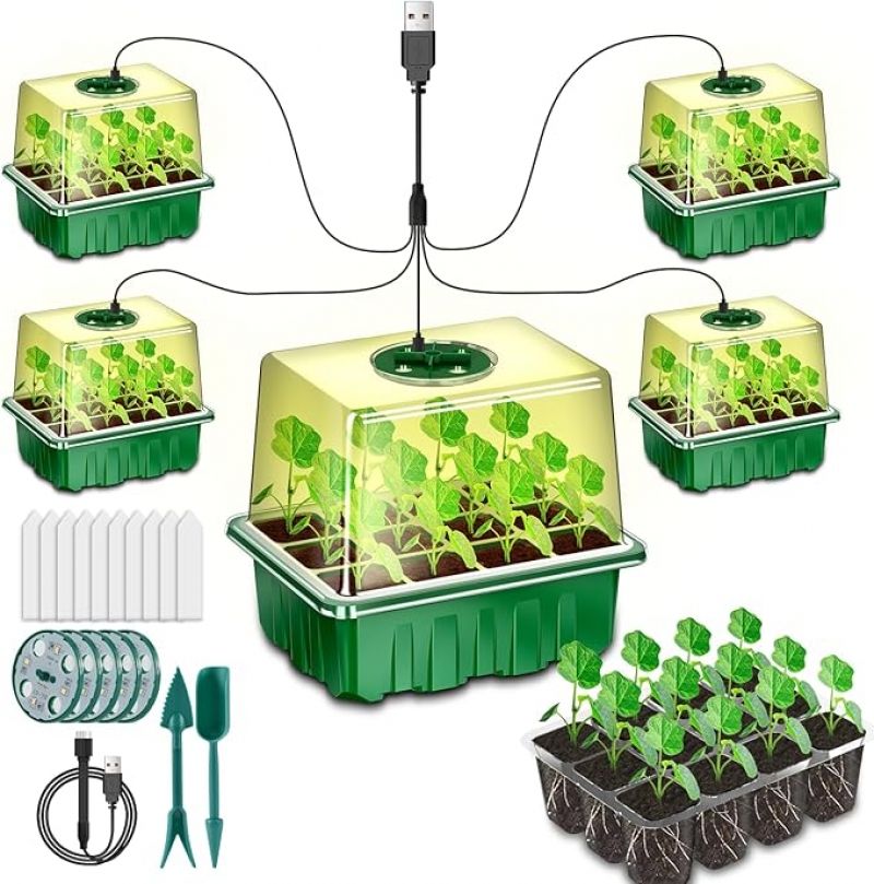 ihocon: AONYIYI Seed Starter Trays with Grow Light 含植物生长灯育苗盒 5组