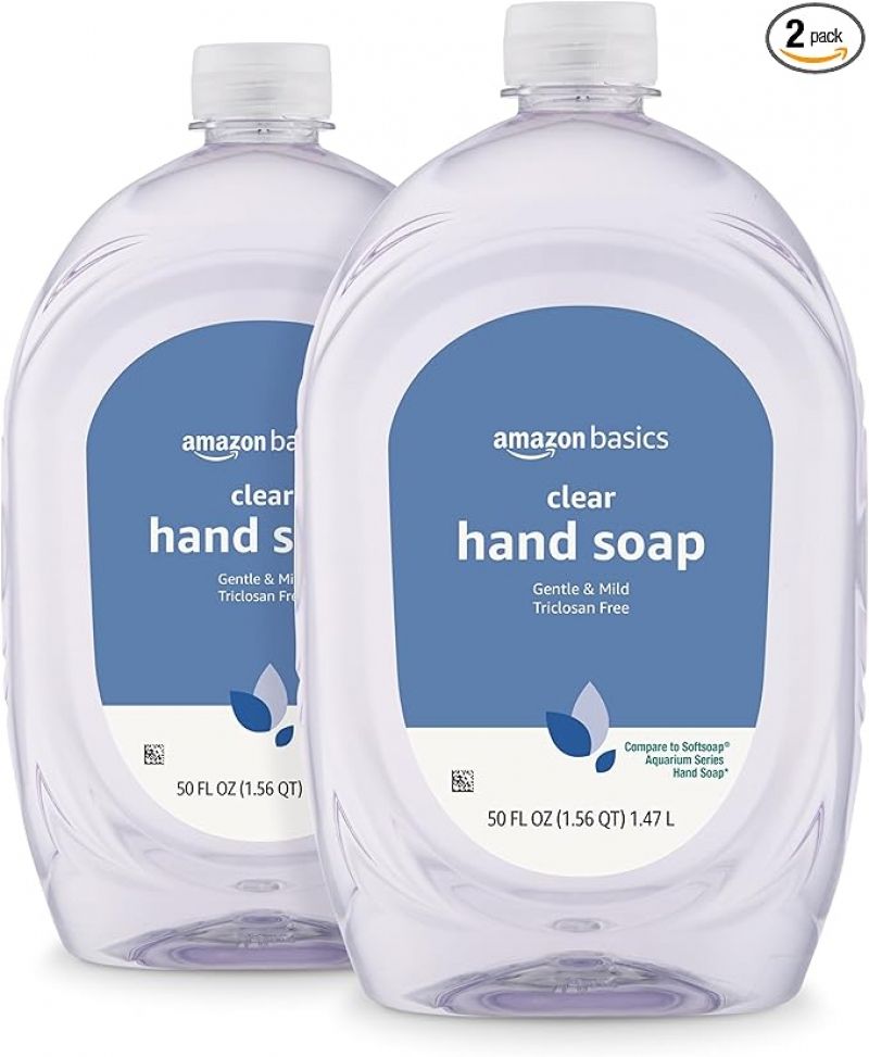 【折後僅$5.61】Amazon Basics 溫和透明洗手液補充裝 2瓶裝共100oz