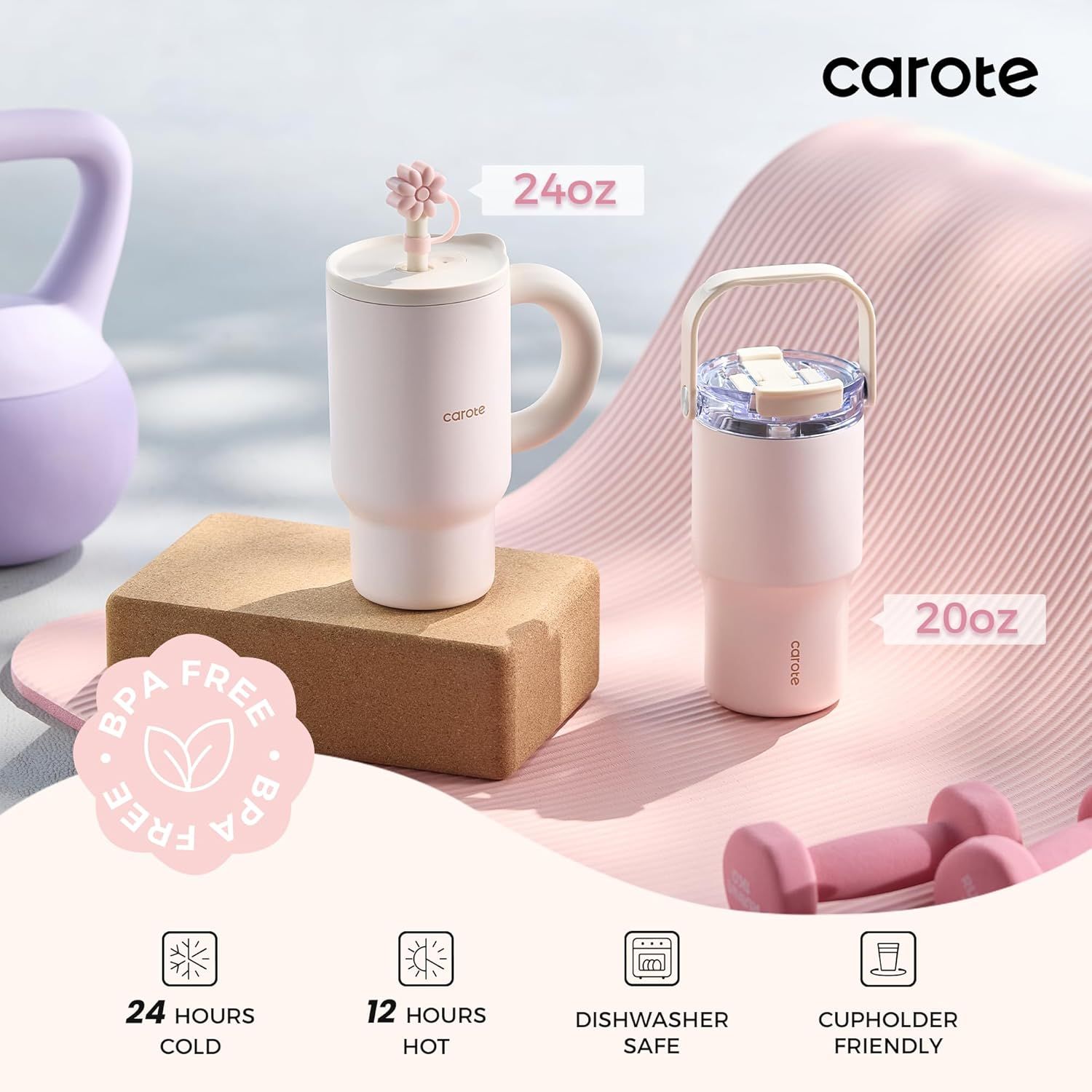 CAROTE保温杯组70%OFF！$17.99享双杯防漏套装