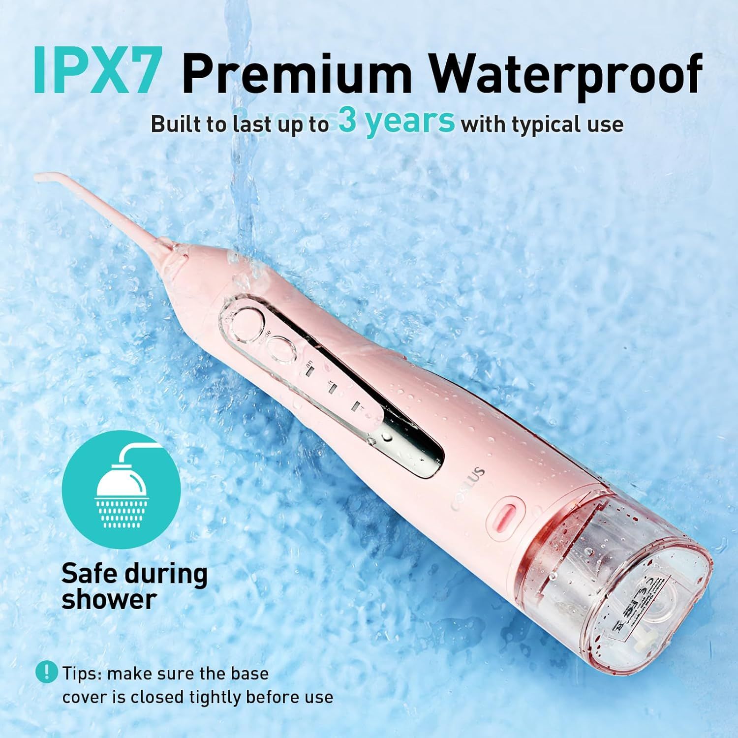 粉色！【折后$6.99 Prime包邮】便携多功能冲牙器！