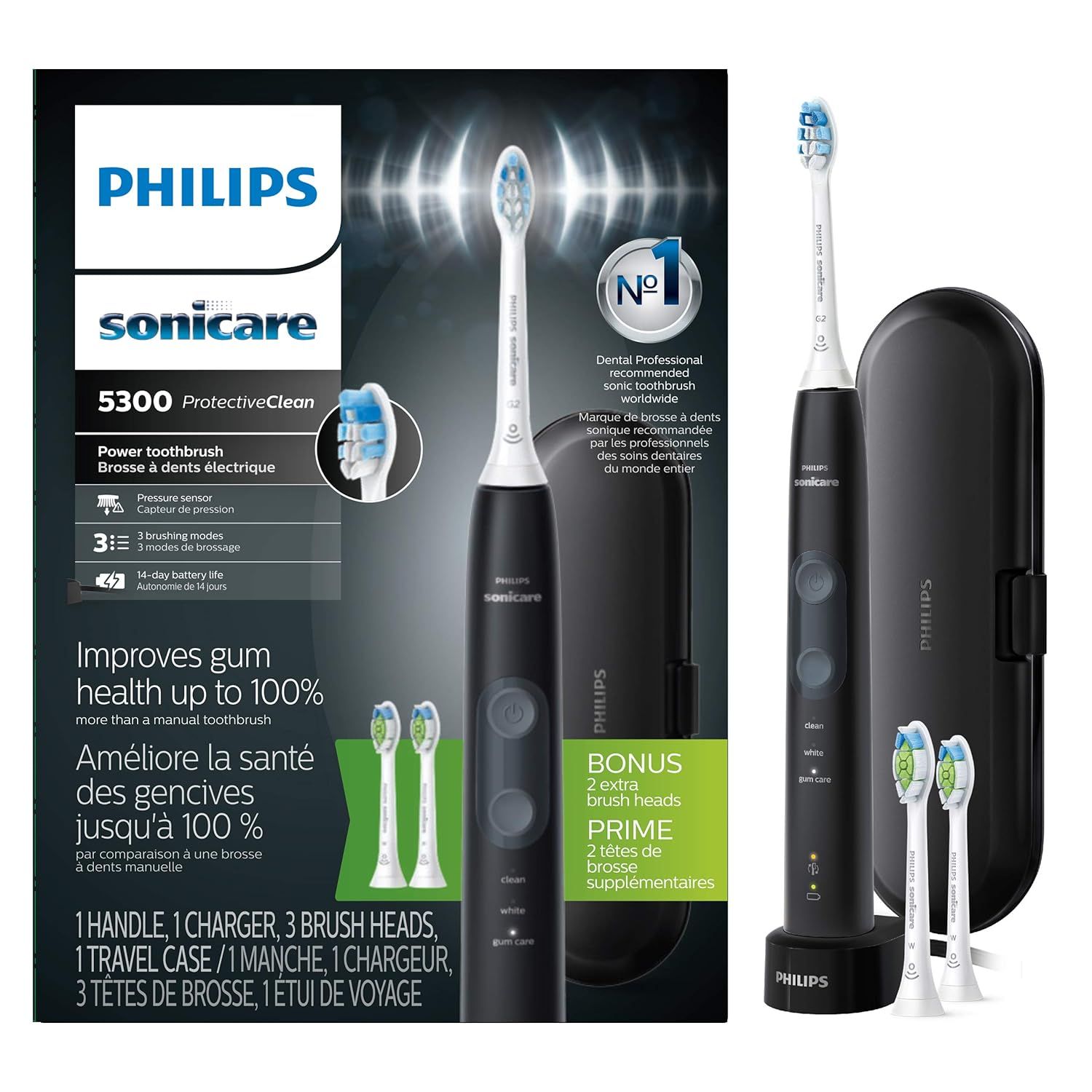 【折后$79.99】Philips Sonicare 5300 智能电动牙刷套装（送2刷头+旅行盒）
