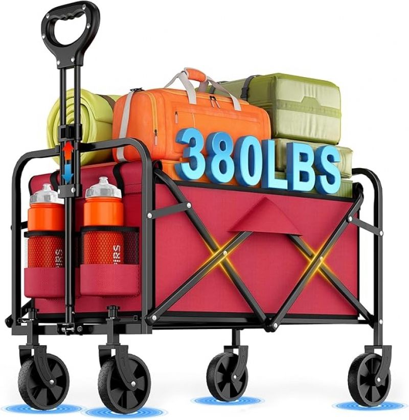 ihocon: InBrave Collapsible Wagon Cart Foldable Beach Wagon with All-Terrain Wheels可折疊Wagon拖車
