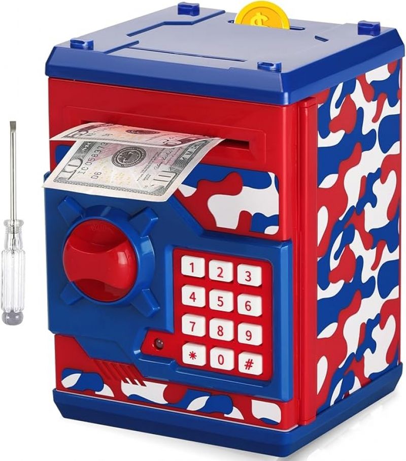 ihocon: Vcertcpl Mini ATM Coin Bank Money Saving Box with Password 迷你ATM密码存钱筒